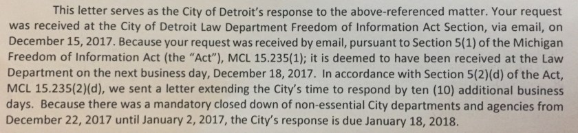 Detroit FOIA response